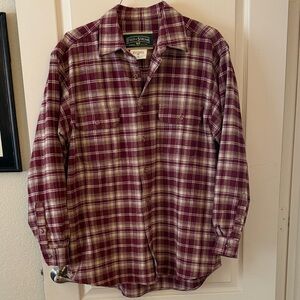 Field & Stream Burgundy and Cream Plaid Button-Down Shirt
